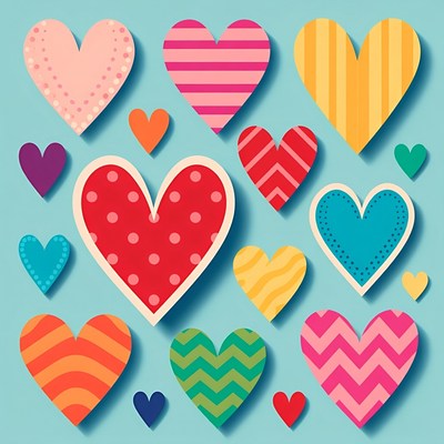 Colorful Paper Cutout Hearts