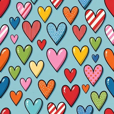 Colorful Hearts Seamless Pattern