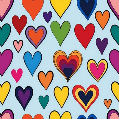 Colorful Hearts Seamless Pattern