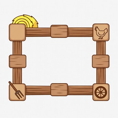 Farm Wood Fence Border Illustration