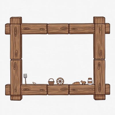 Wooden farm frame with rustic elements