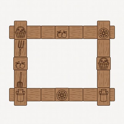 Wooden Farm Border Illustration