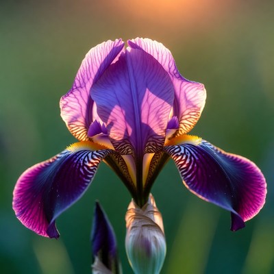 Purple Iris Flower in Sunlight