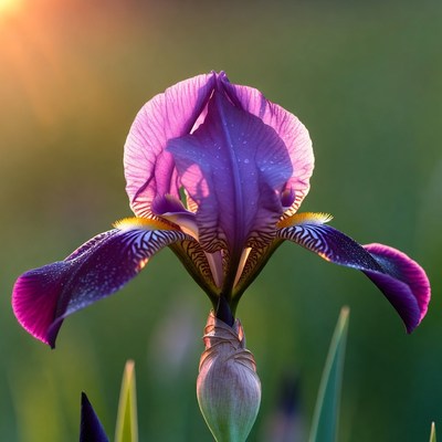 Purple Iris Flower in Sunlight