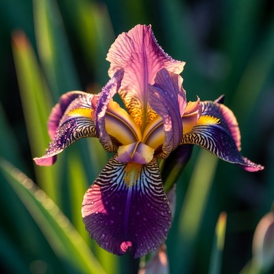 Purple and yellow iris flower