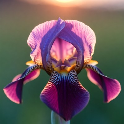 Purple Iris Flower in Sunset Light
