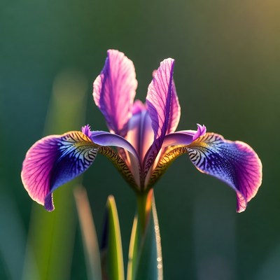 Purple Iris Flower in Sunlight