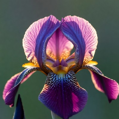 Purple Iris Flower Blooming Closeup