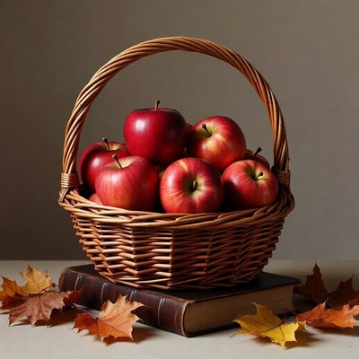 Basket of Red Apples on Book