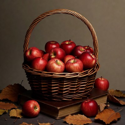 Basket of Red Apples on Book