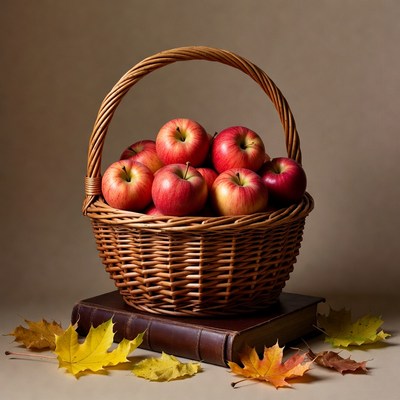Basket of Red Apples on Book