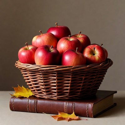 Basket of Red Apples on Book
