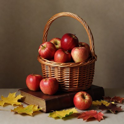 Basket of Red Apples on Book