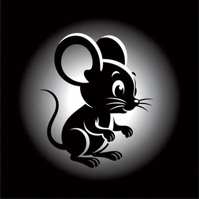 Cute black silhouette mouse illustration