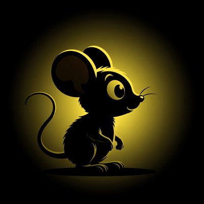 Cute cartoon mouse silhouette
