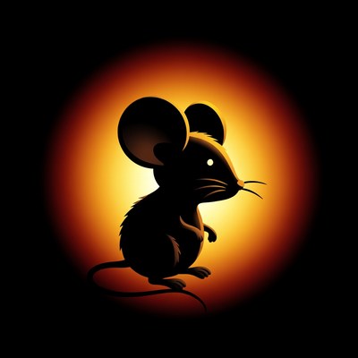 Silhouette mouse on orange glow