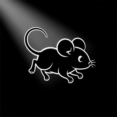 Cartoon black mouse running