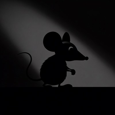 Black Silhouette Cartoon Mouse