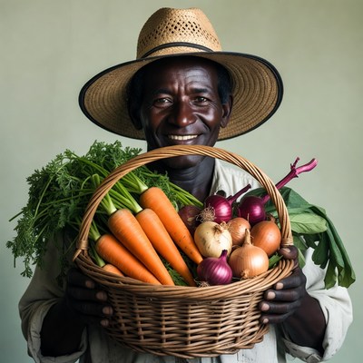 African man holding fresh vegetables