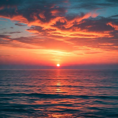 Sunset over calm ocean