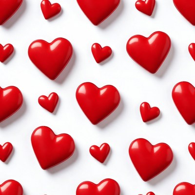 Red Hearts on White Background