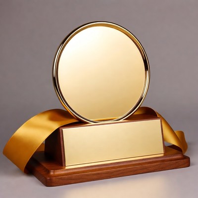 Gold Trophy with Yellow Ribbon