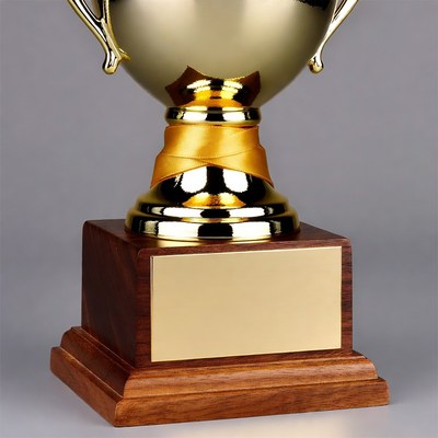 Gold Trophy with Yellow Ribbon