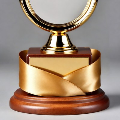 Gold Trophy with Yellow Ribbon