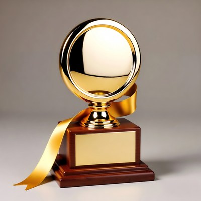 Gold Trophy with Yellow Ribbon