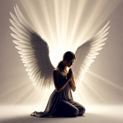 Praying Woman with Angel Wings