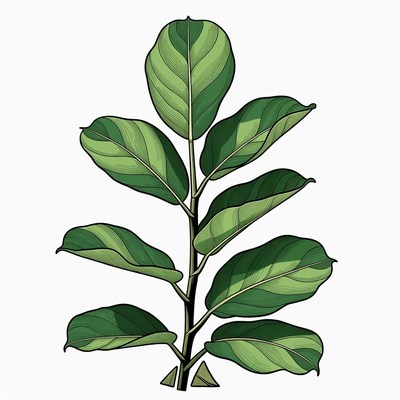 Ficus Lyrata Plant Illustration