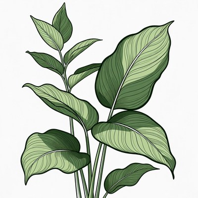 Green Calathea Plant Illustration