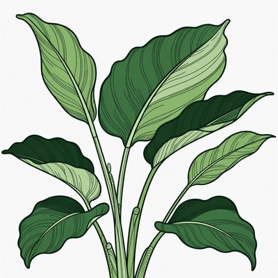 Green Peace Lily Plant Illustration