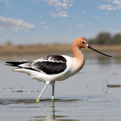 Black-necked Stilt in shallow water