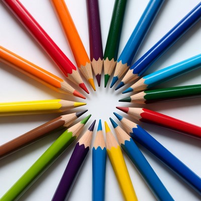 Colorful Pencils Arranged in Circle