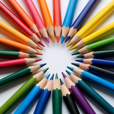 Colorful Pencils Arranged in Circle