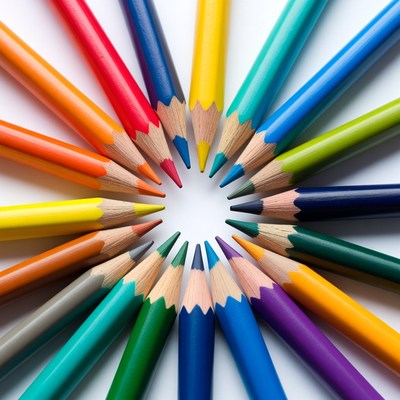 Colorful Pencils Arranged in Circle
