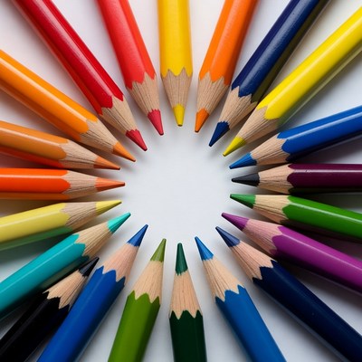 Colorful Pencils Arranged in Circle