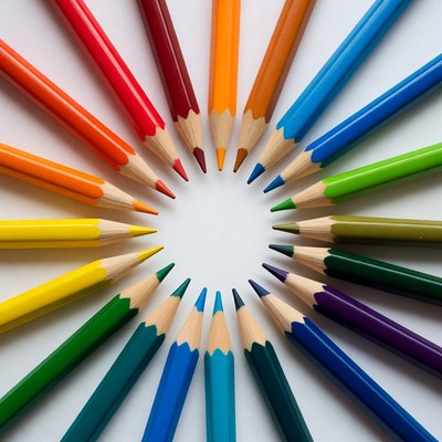 Colorful Pencils Arranged in Circle