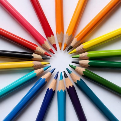 Colorful Pencils Arranged in Circle
