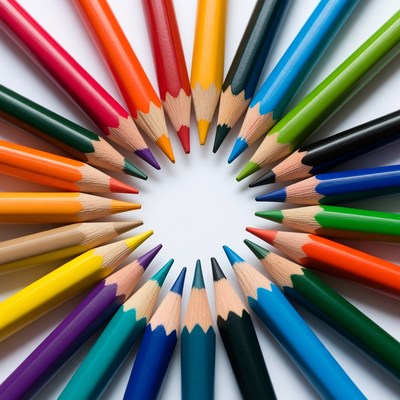 Colorful Pencils Arranged in Circle