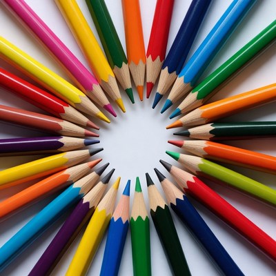 Colorful Pencils Arranged in Circle