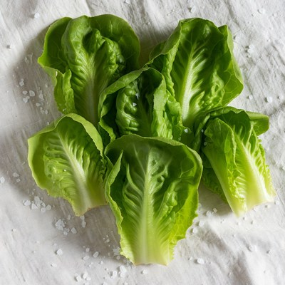 Fresh Lettuce Leaves with Salt