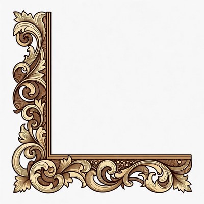 Ornate Golden Floral Corner Border