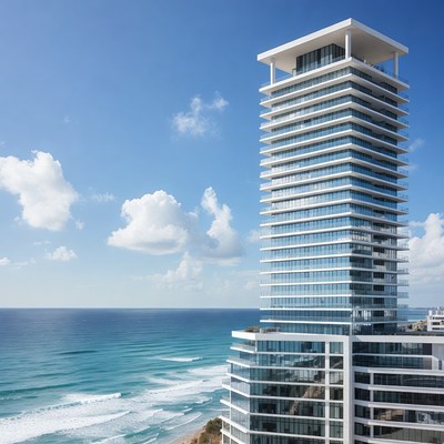 Modern Skyscraper Overlooking Ocean