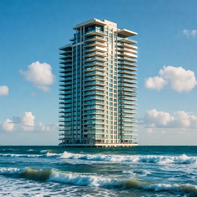 Luxury Skyscraper on Ocean Waves