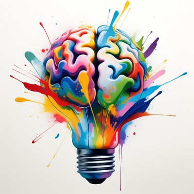 Colorful Brain Lightbulb Illustration