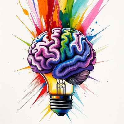 Colorful Brain Lightbulb Illustration