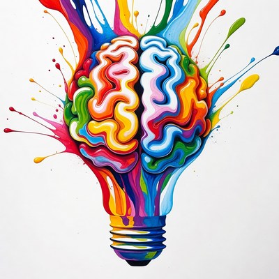 Colorful Brain Lightbulb Illustration