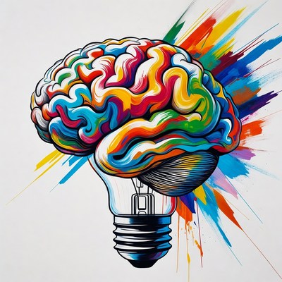 Colorful Brain Lightbulb Illustration